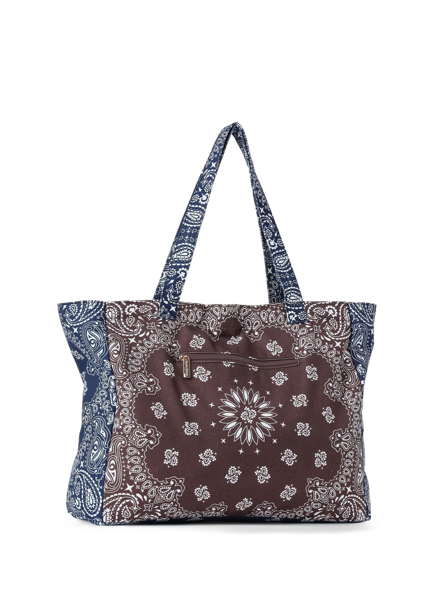 Bailey Brown/Navy Bandana Tote with MONOGRAM