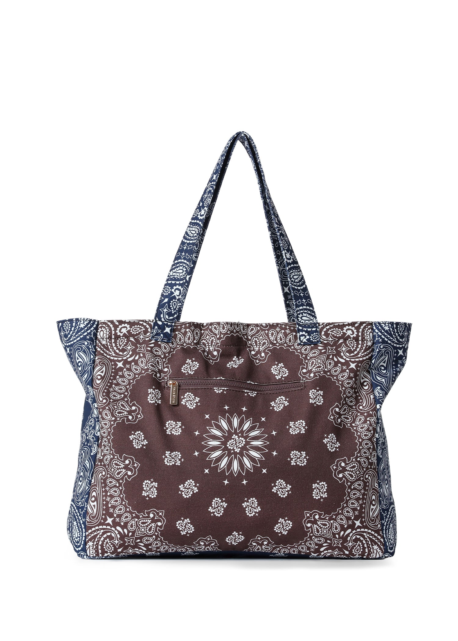 Bailey Bandana Tote Bag – Brown & Navy | Haute Shore