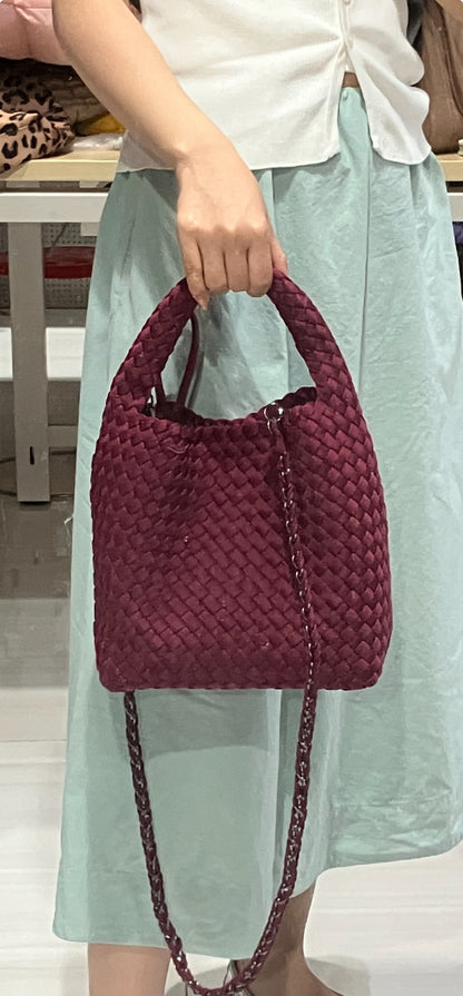 Shelly Woven Bucket Bag Army