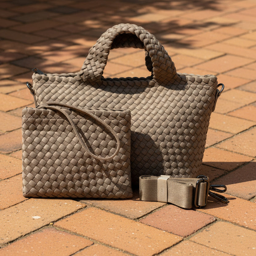 Mark Taupe Woven Mini Tote