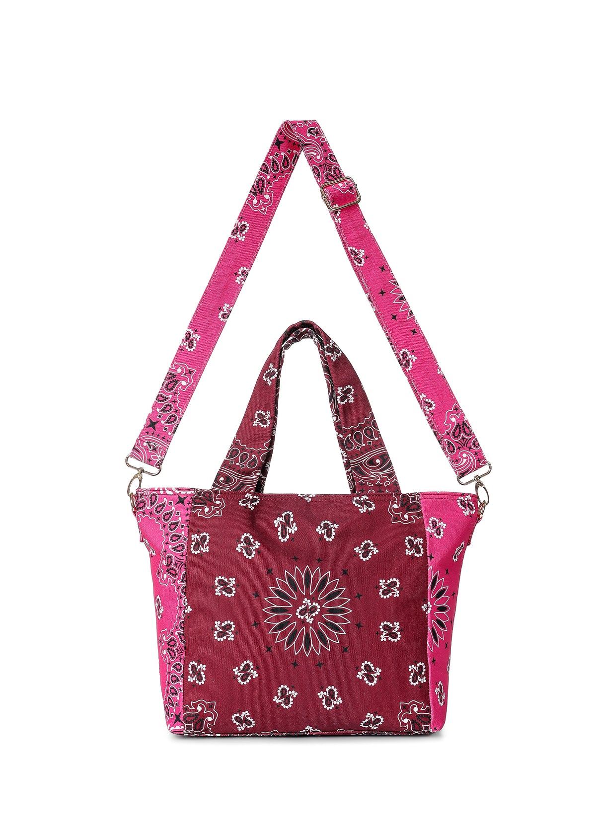 Jaime Burgundy/Pink Bandana Tote
