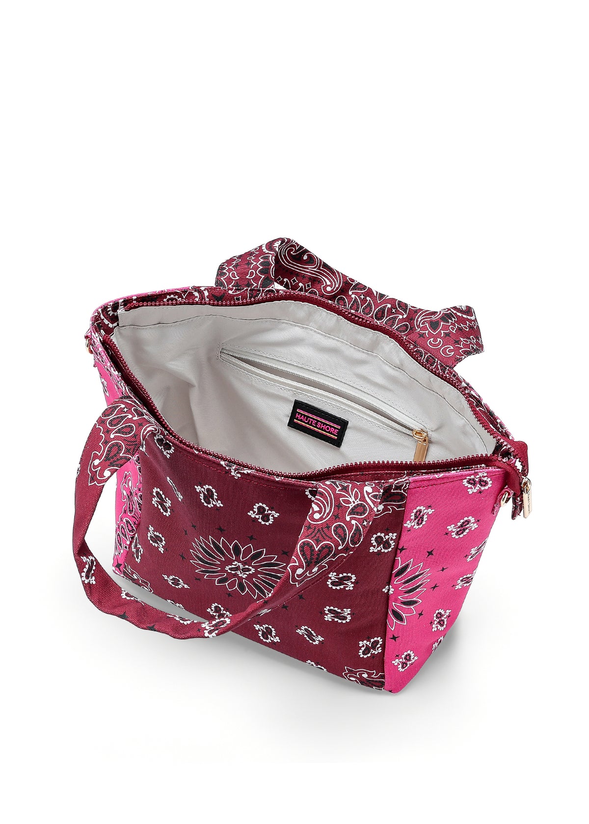Jaime Burgundy/Pink Bandana Tote