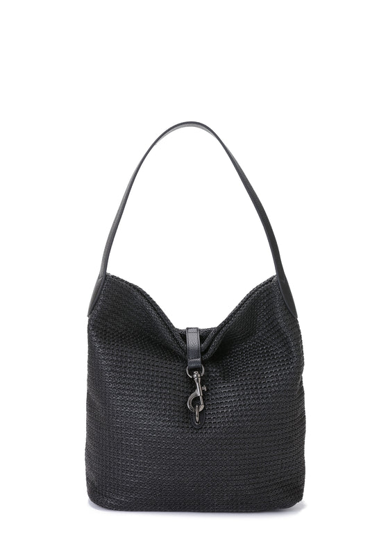 Sandy Black Raffia Shoulder Bag