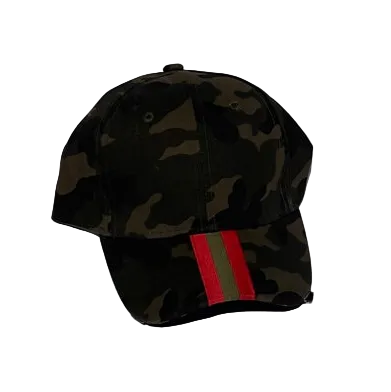 Green Camo Red/Olive/Red Stripe Boardwalk Baseball Cap - SPECIAL FINAL SALE