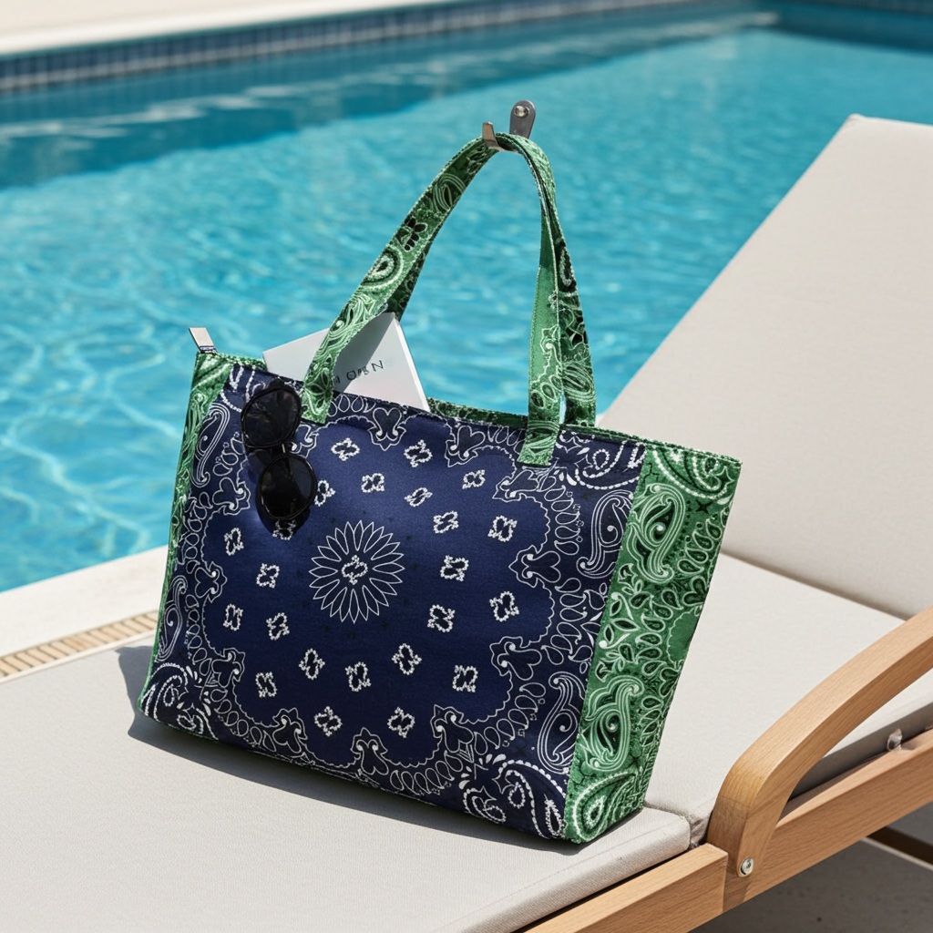 Bailey Navy/Green Bandana Tote PRE-ORDER SHIPS 5/5