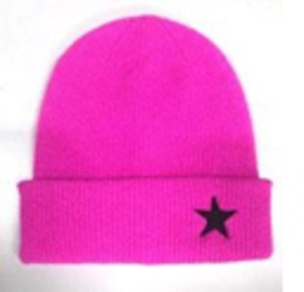 vail beanie hot pink/black star