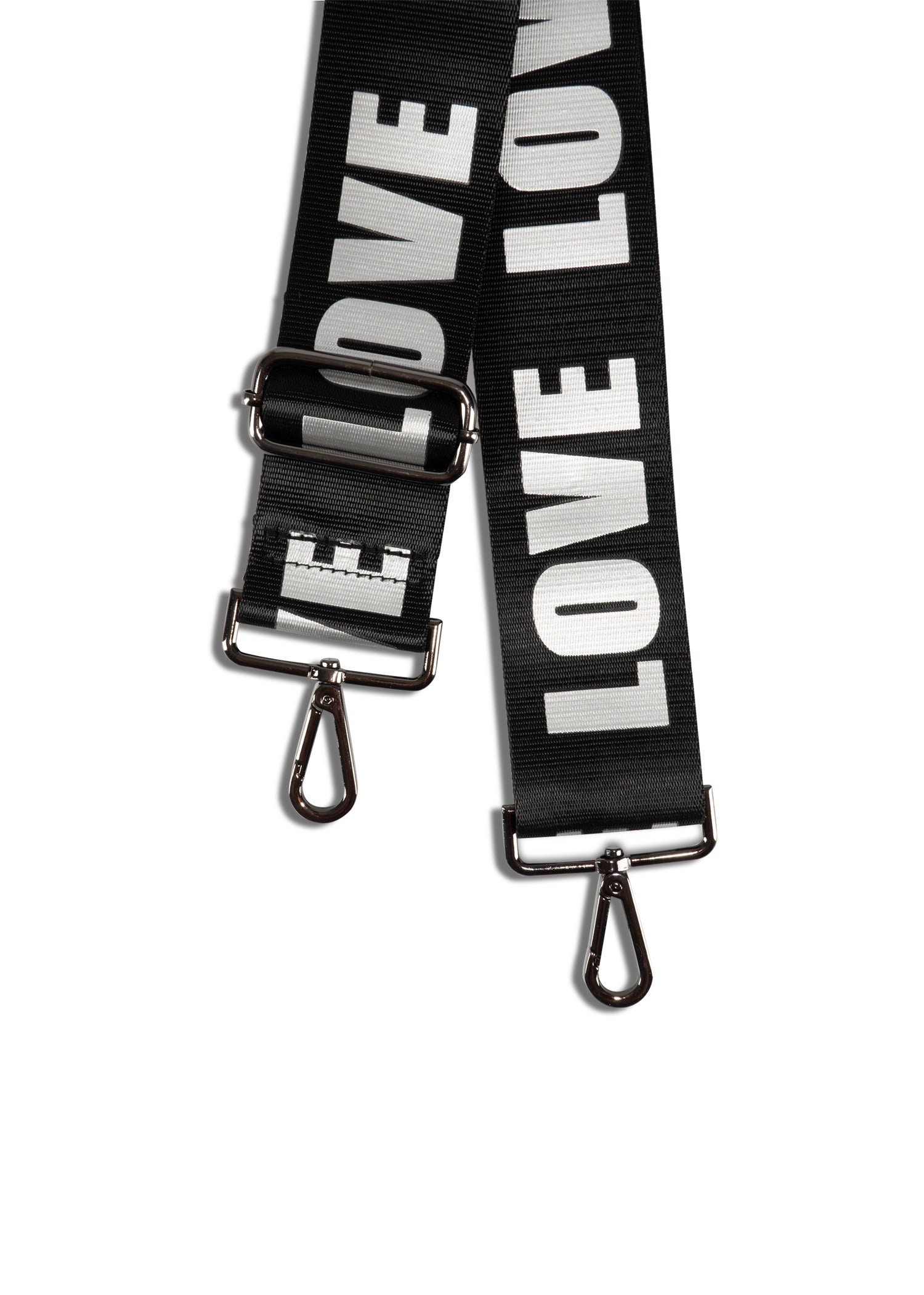 black/silver love handbag strap