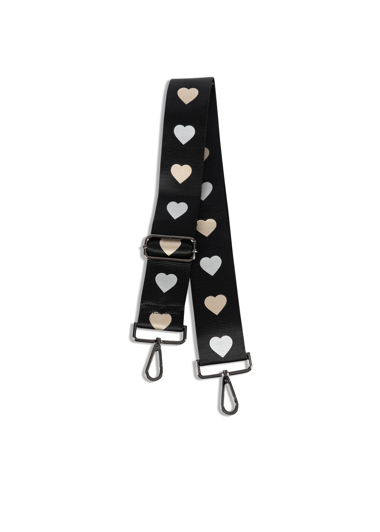 black/rose gold/silver heart handbag strap
