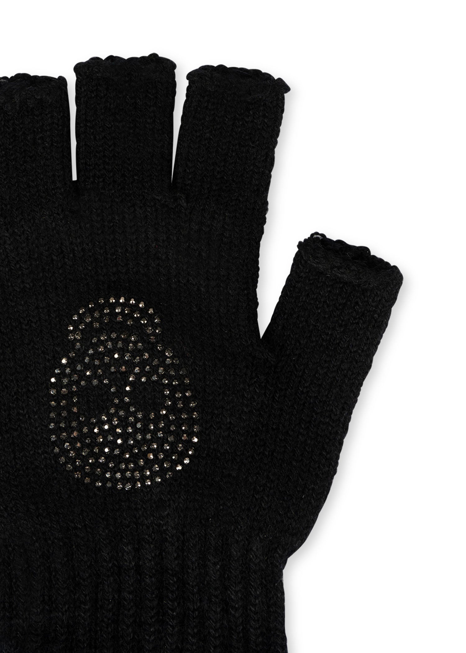 skull fingerless gloves black/hematite