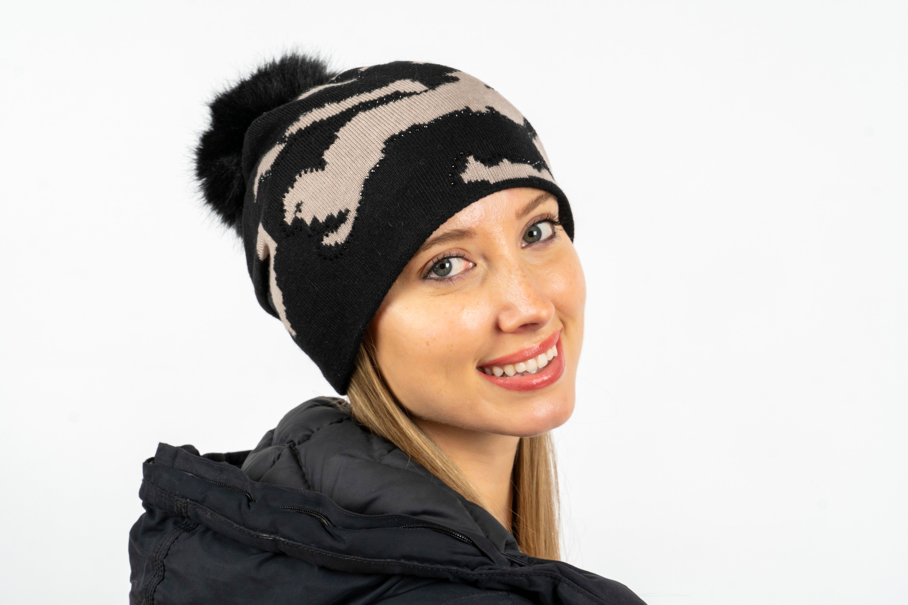 colorado black/beige camo beanie