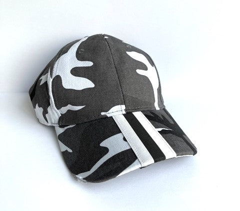 boardwalk baseball cap gray camo/white/black stripe