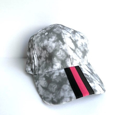 boardwalk baseball cap white gray tie dye/black/pink stripe