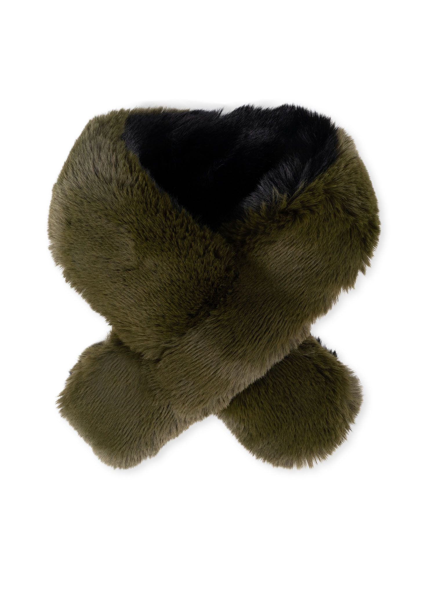 whistler scarf faux fur army/black