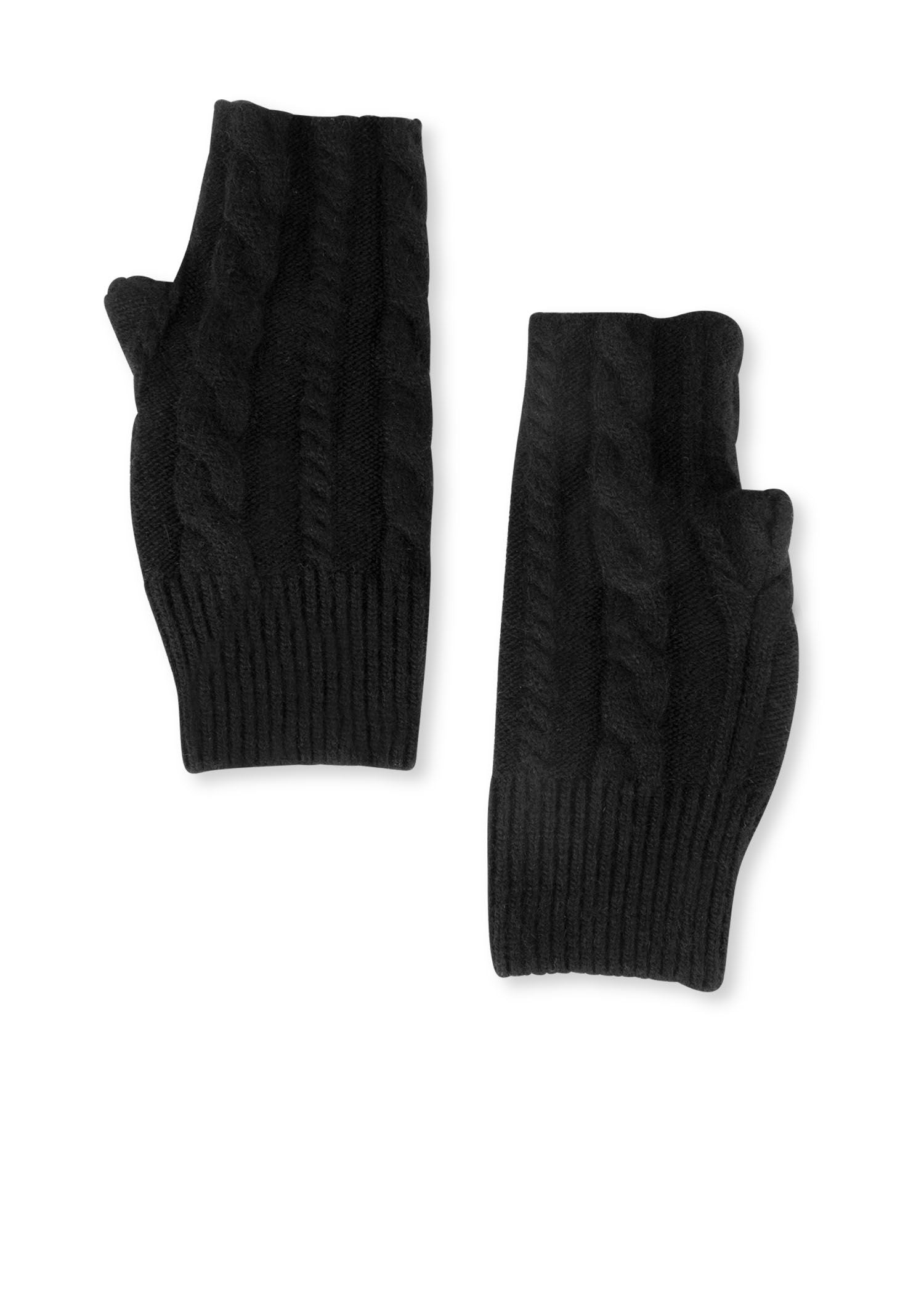 cabin cable fingerless glove black