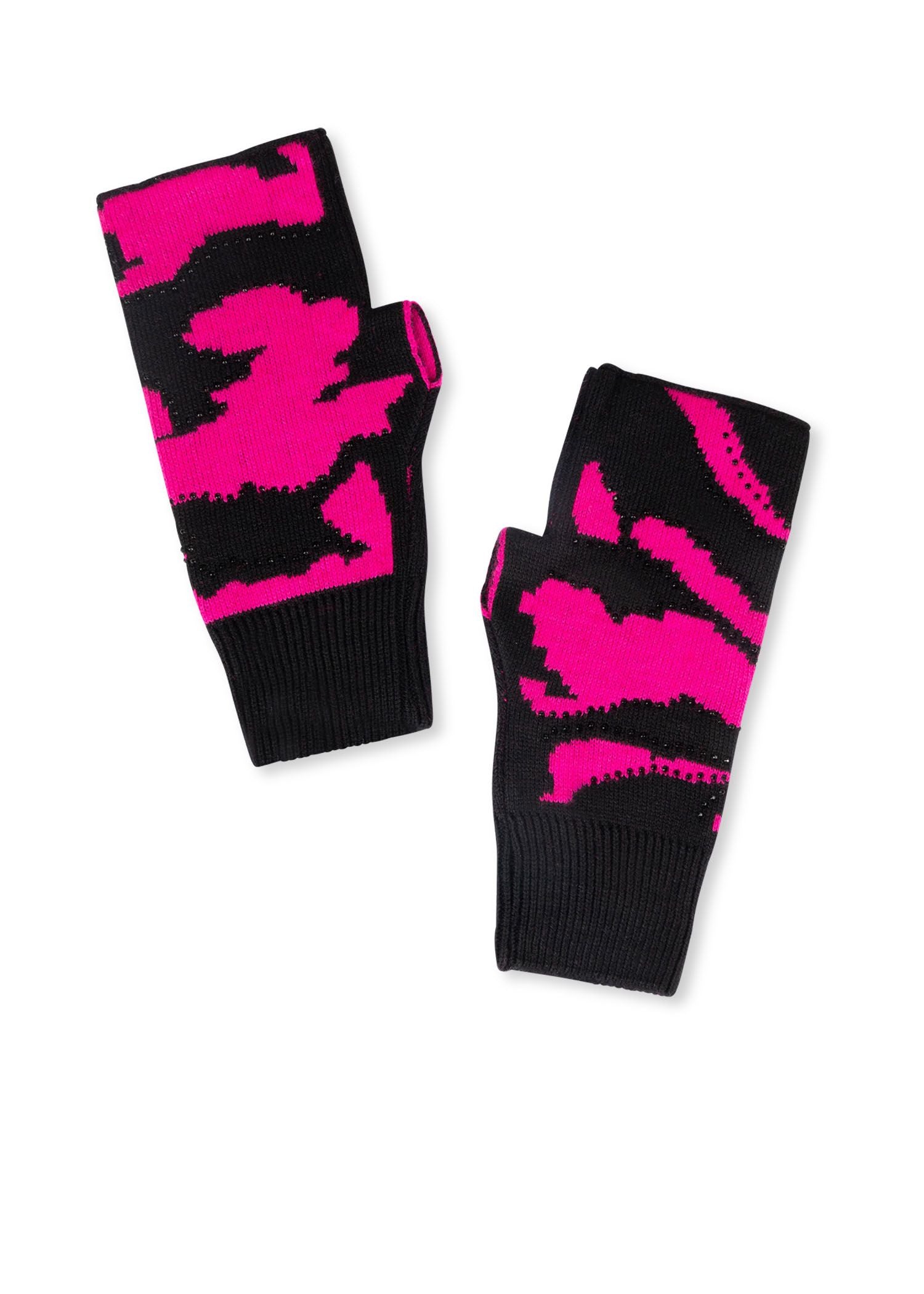 colorado black/hot pink camo fingerless gloves