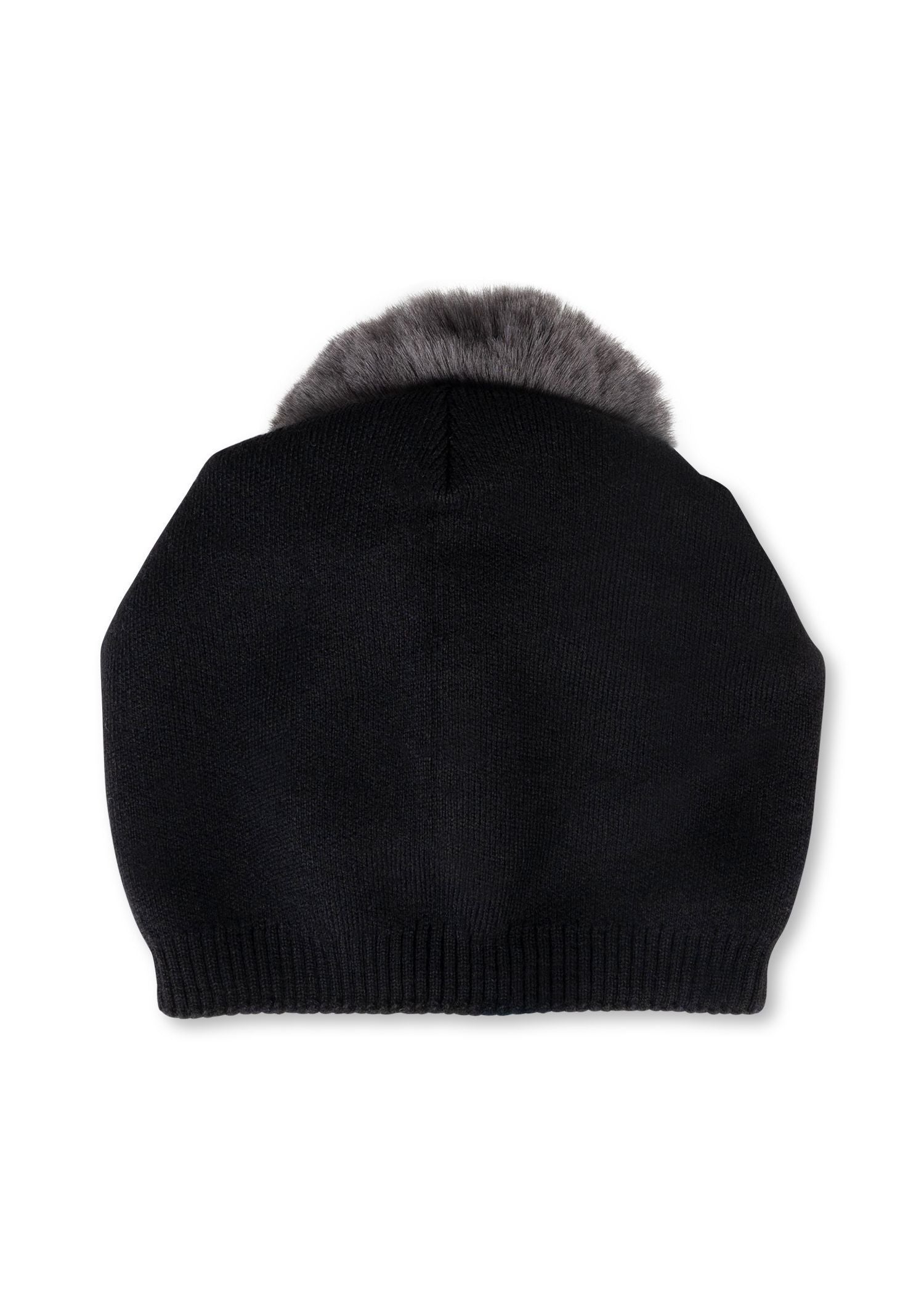 brooklyn beanie black/ charcoal faux fur pom black/charcoal