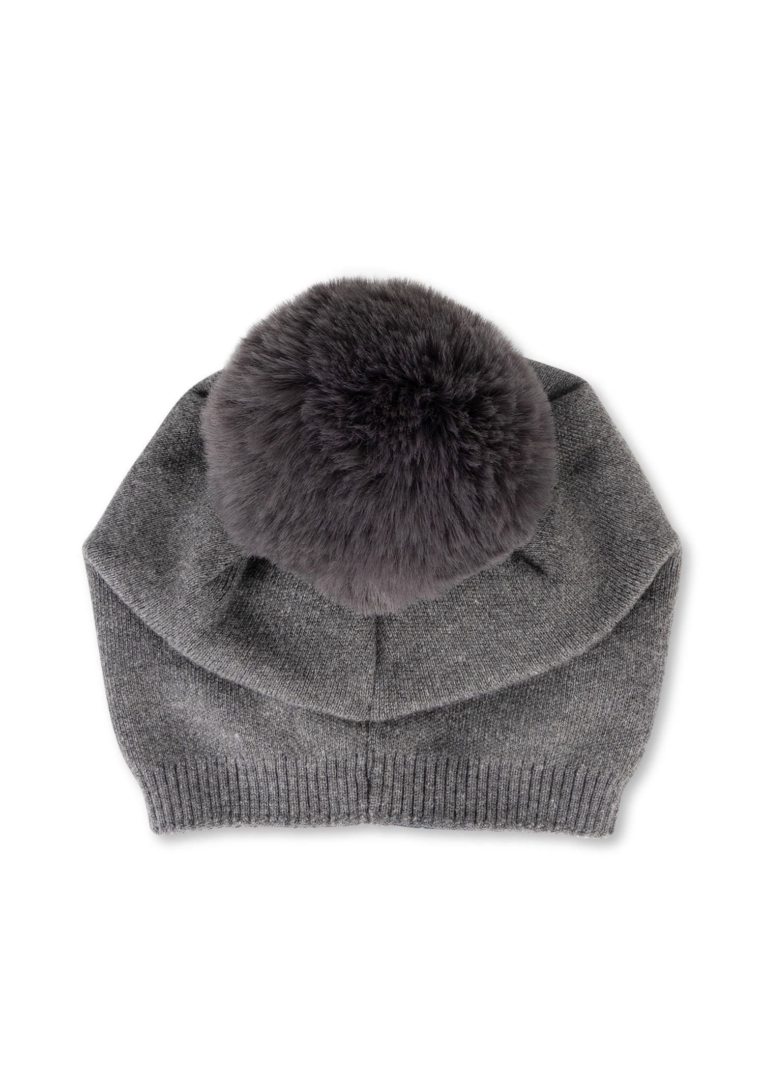 brooklyn beanie charcoal/charcoal  faux fur pom