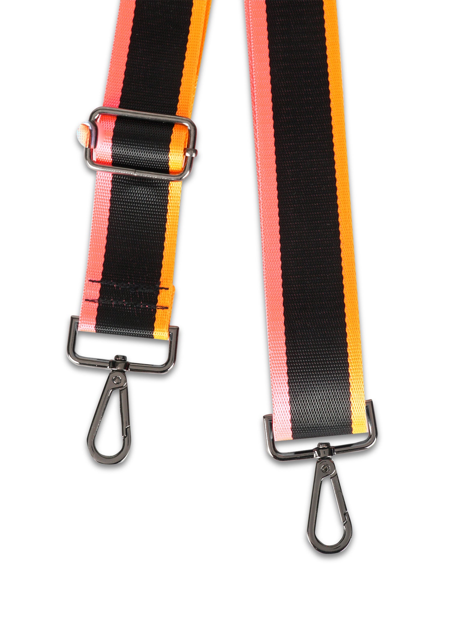 black/orange/pink handbag strap