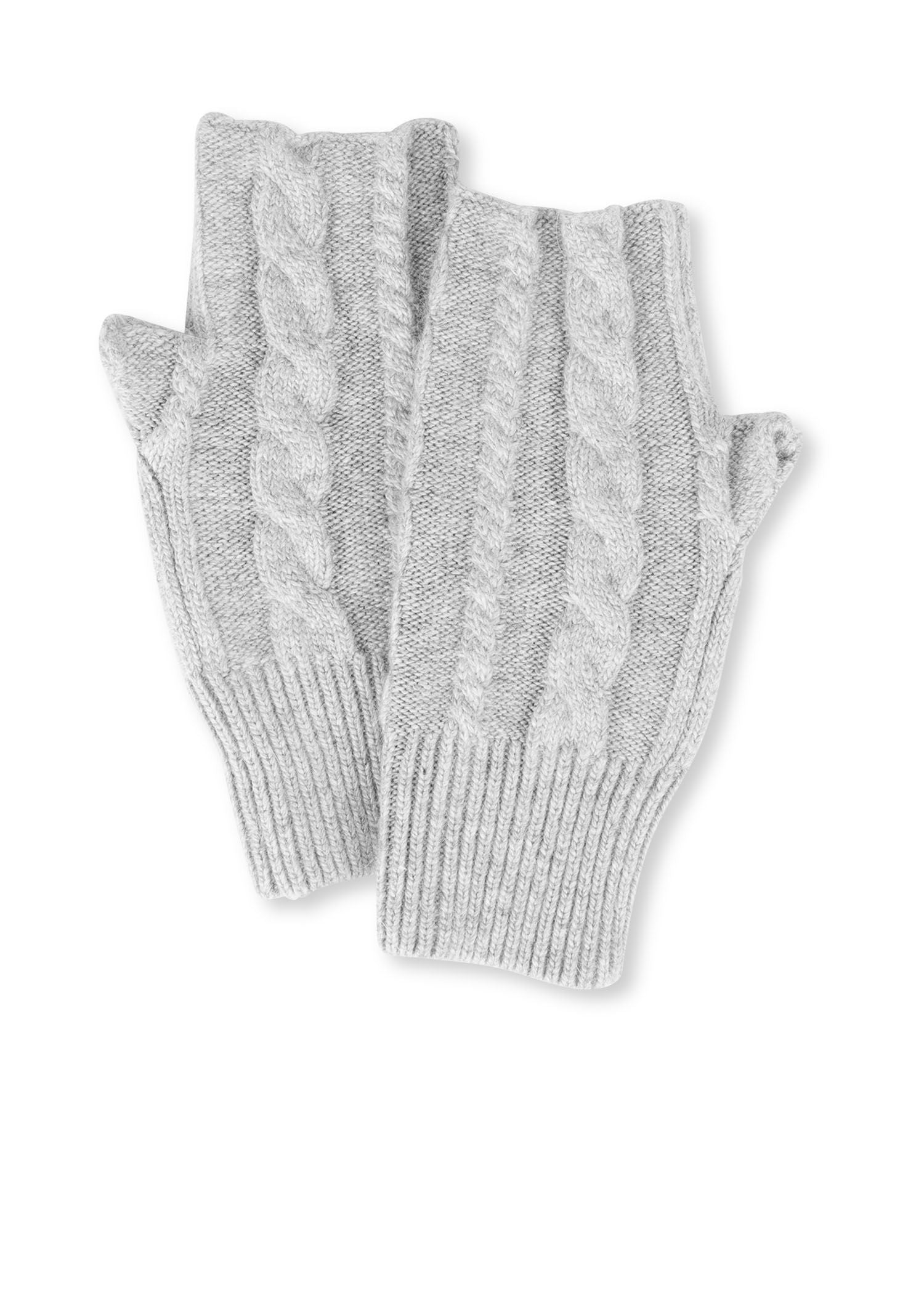 cabin cable fingerless glove gray