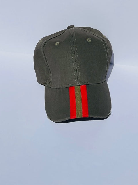 boardwalk baseball cap olive/red olive red stripe