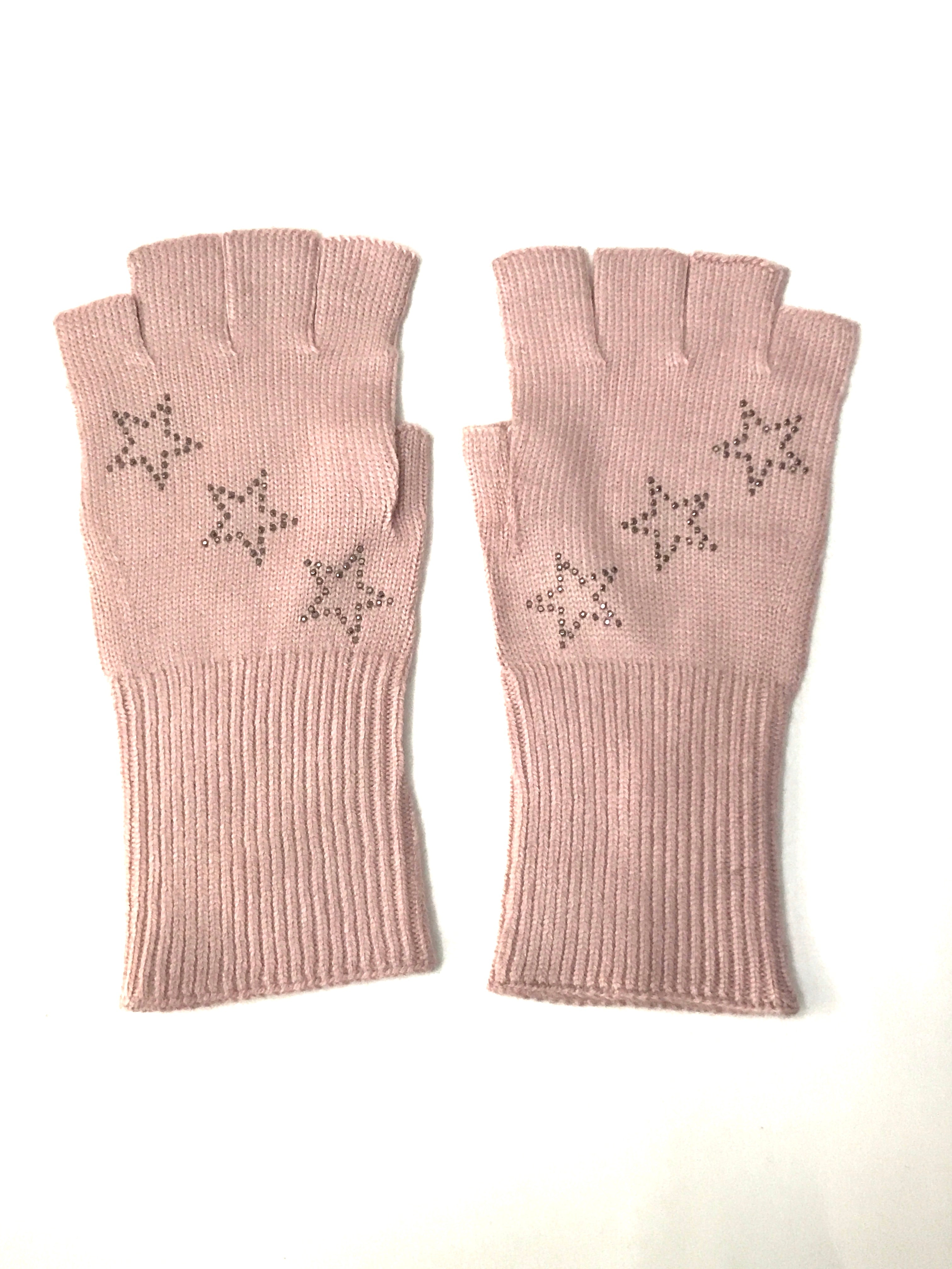 star fingerless gloves blush/hematite stars