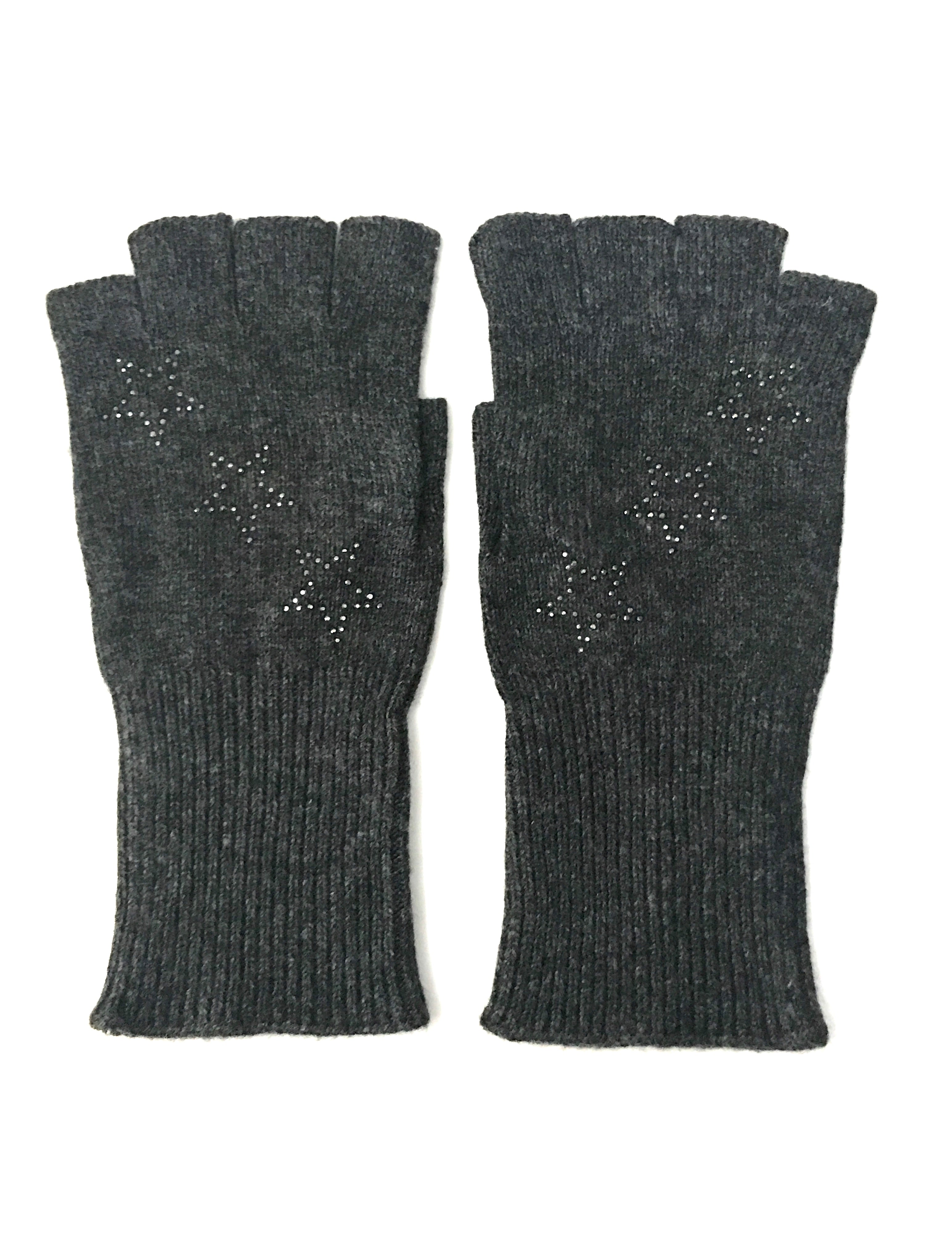 star fingerless gloves charcoal/hematite stars