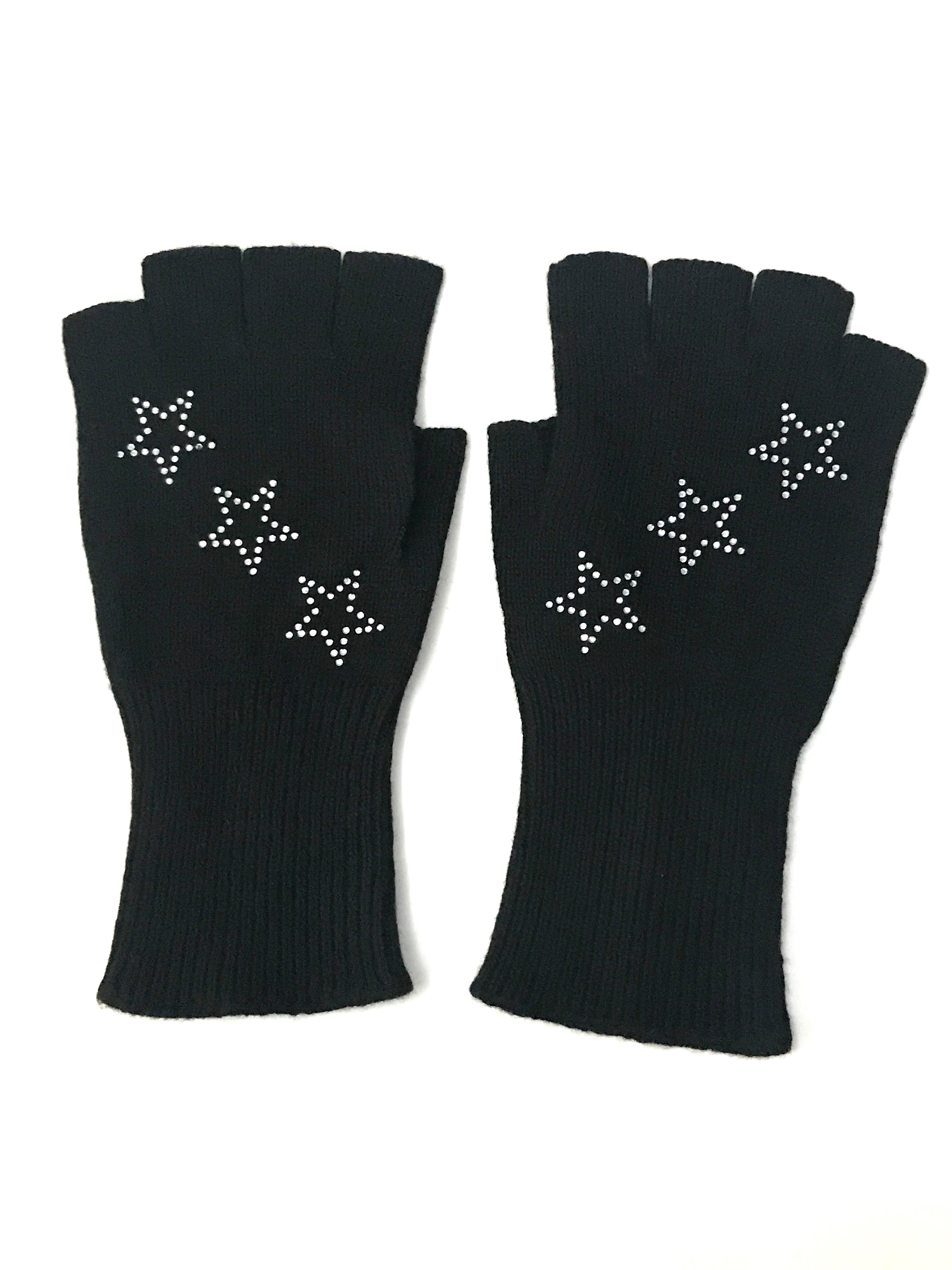 star fingerless gloves black/clear stars