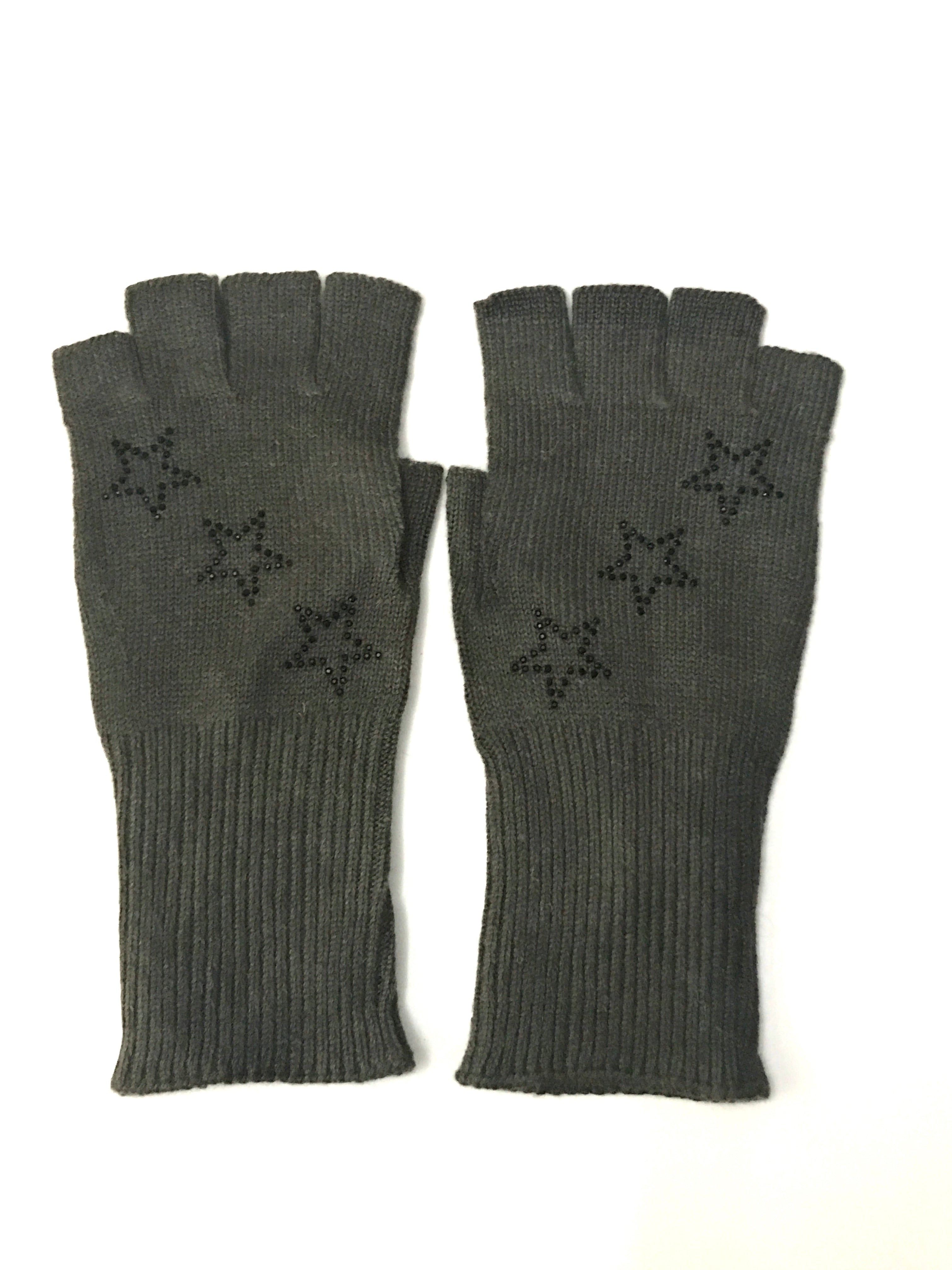 star fingerless gloves army/hematite stars
