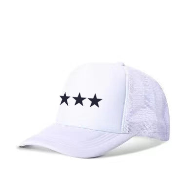 white/3 black star trucker hat